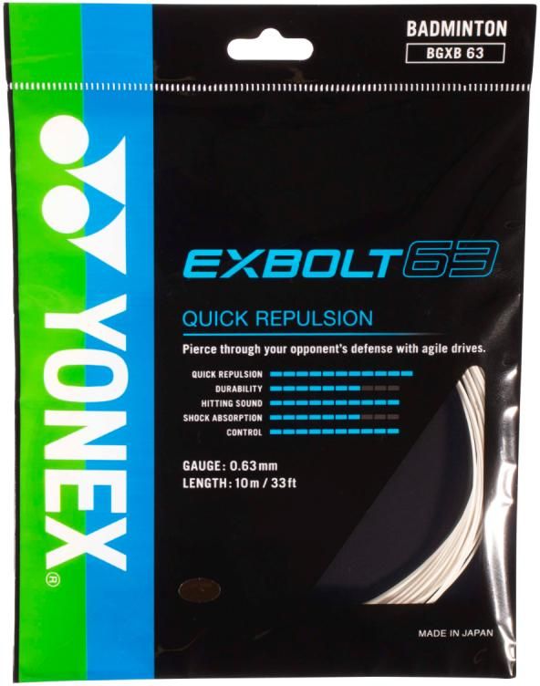 Badminton string Yonex EXBOLT 63 10m White