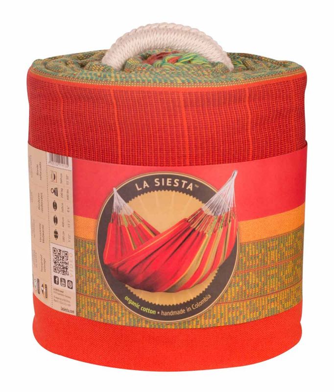 La Siesta bio cotton hammock Flora Kingsize chilli