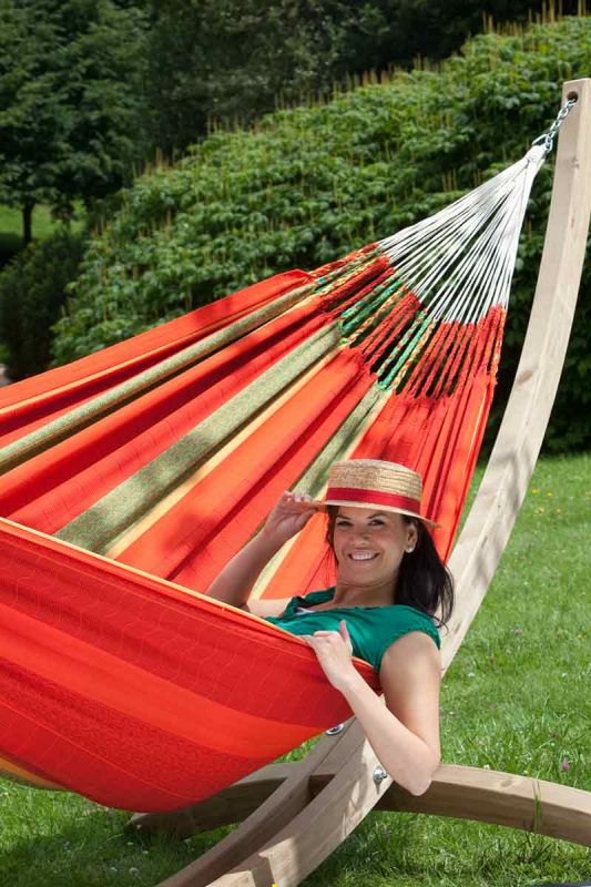 La Siesta bio cotton hammock Flora Kingsize chilli