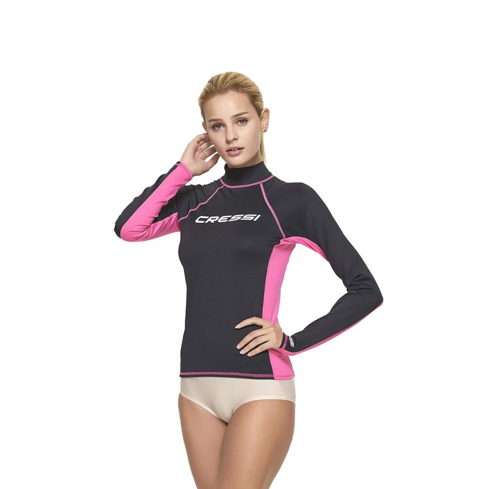 Cressi Rash Guard For Women Black Pink Long Sleeve S